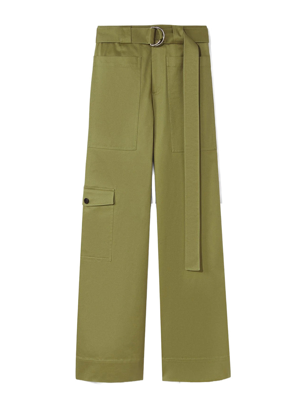 Cotton Twill Cargo Pants in Khaki Green