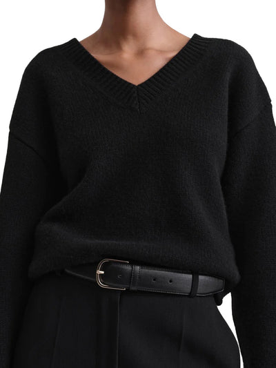 V-Neck Wool Cashmere Knit Black