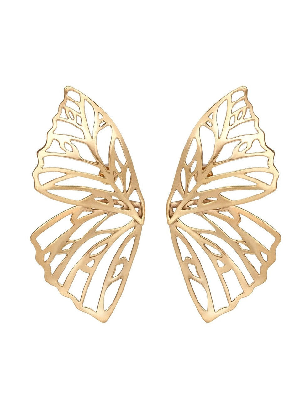Large Butterfly Earrings in 10k Yellow Gold Plated Brass