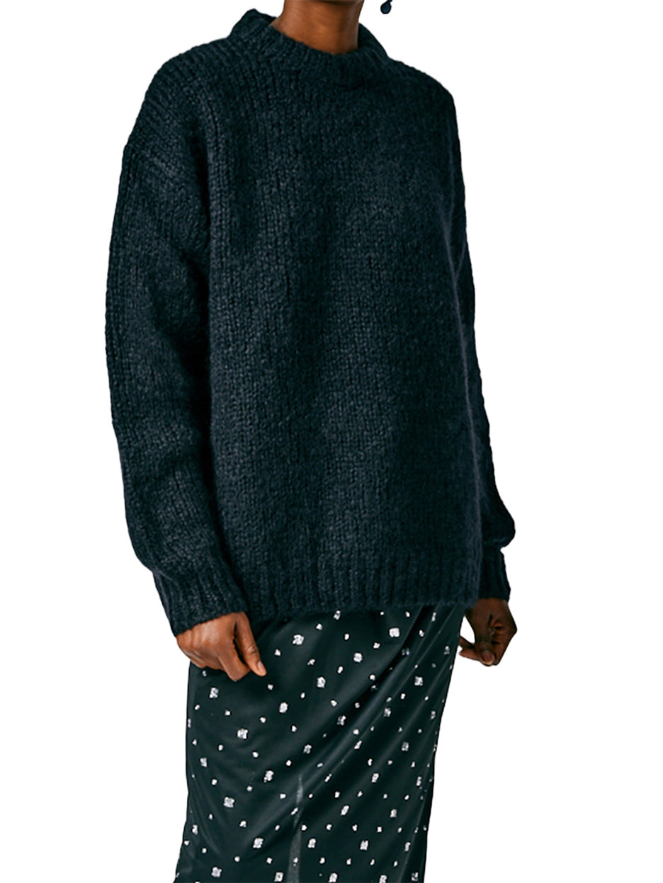 Claude Mohair Crewneck Easy Pullover in Black | Tibi – pamela robbins