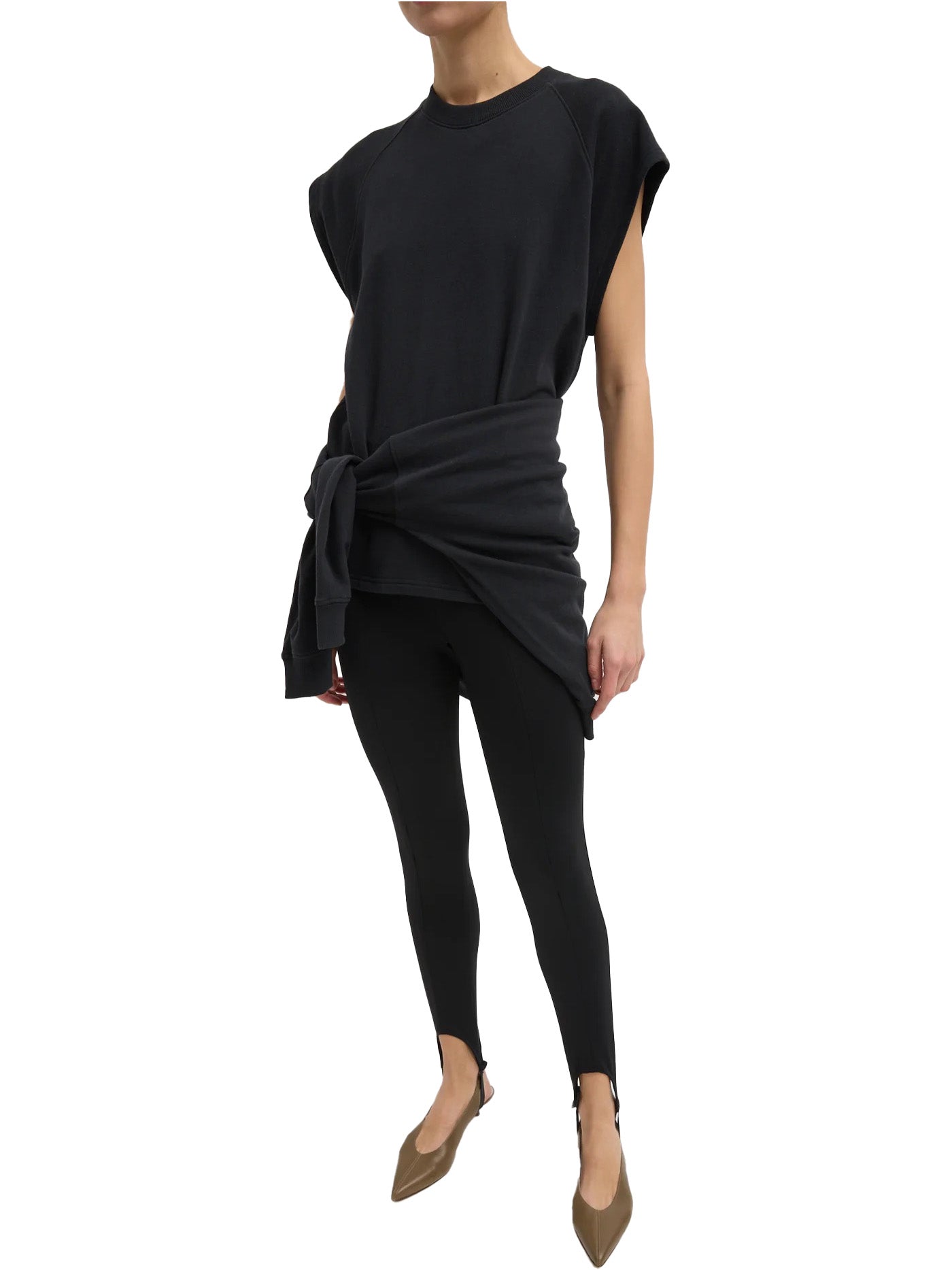 Light Weight Sweatshirting Sleeveless Easy Top in Black