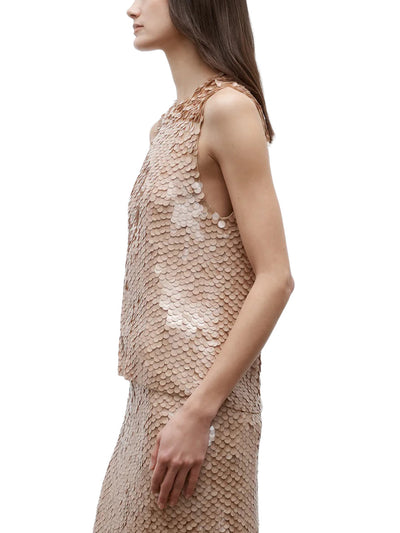 Shell Top with Pailettes on Mesh