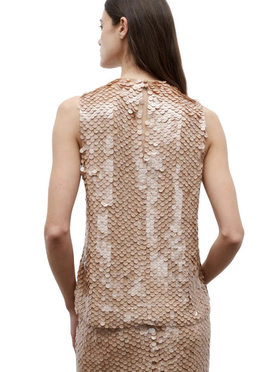 Shell Top with Pailettes on Mesh