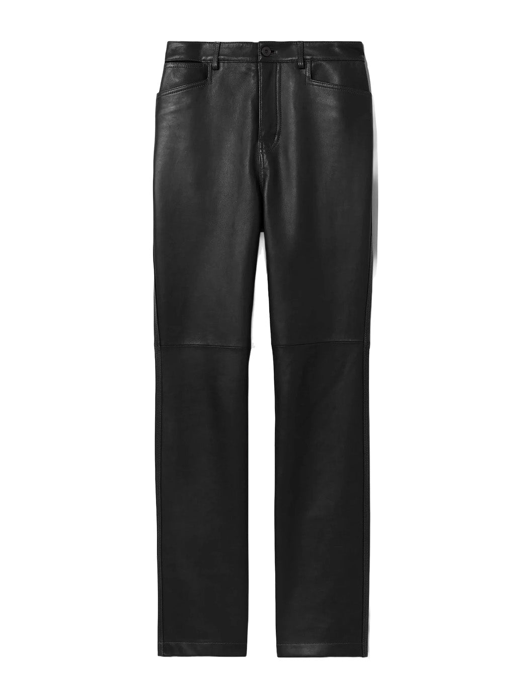 Leather Straight Leg Pants in Black