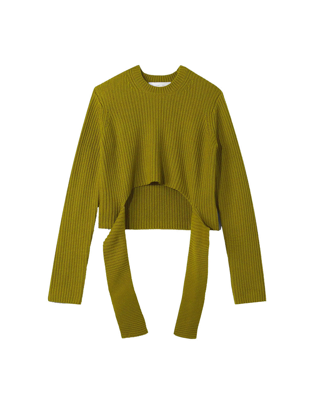 Ribbed Cotton Wrap Sweater in Leaf