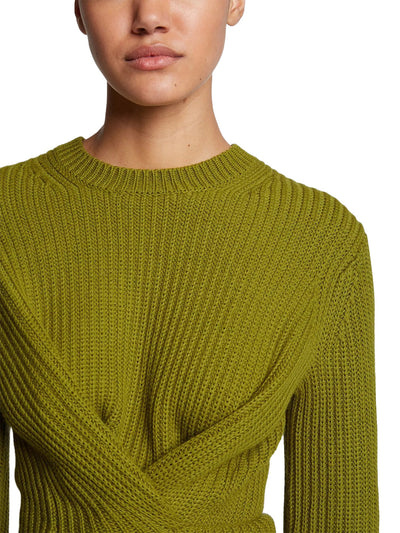 Ribbed Cotton Wrap Sweater in Leaf