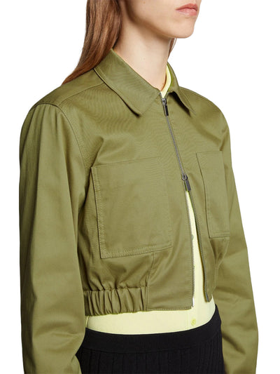 Cotton Twill Bomber Jacket in Khaki Green