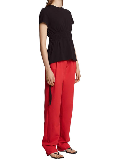 Ruched Side Tie T-Shirt in Black