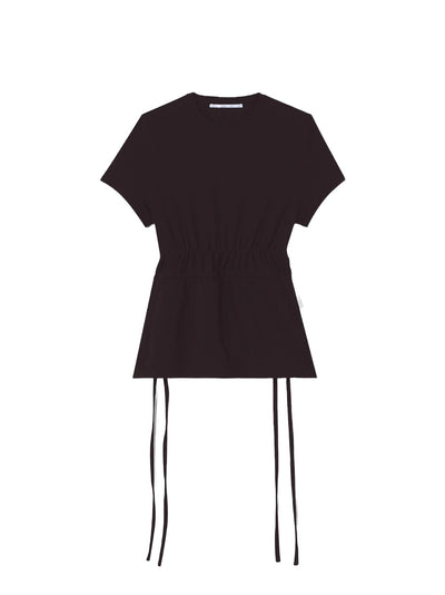 Ruched Side Tie T-Shirt in Black