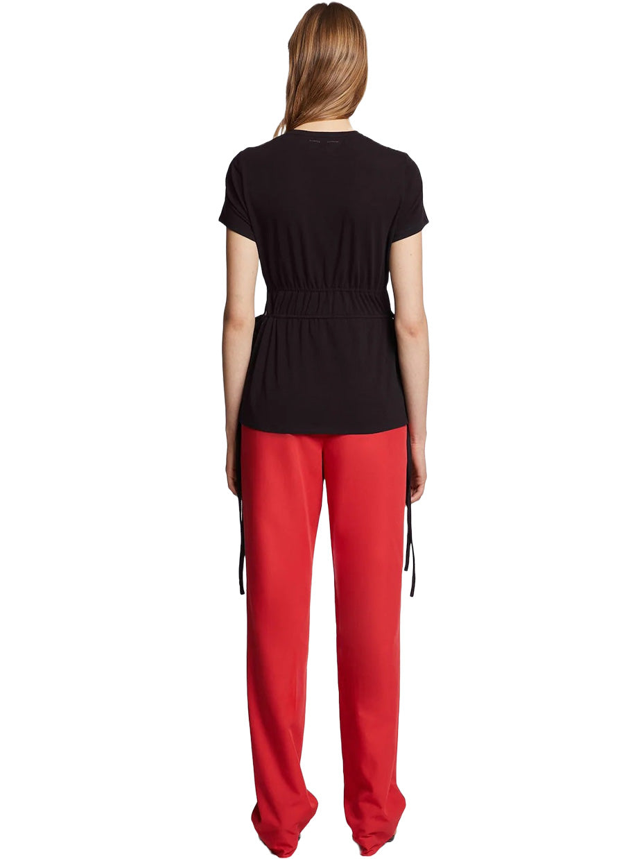 Ruched Side Tie T-Shirt in Black