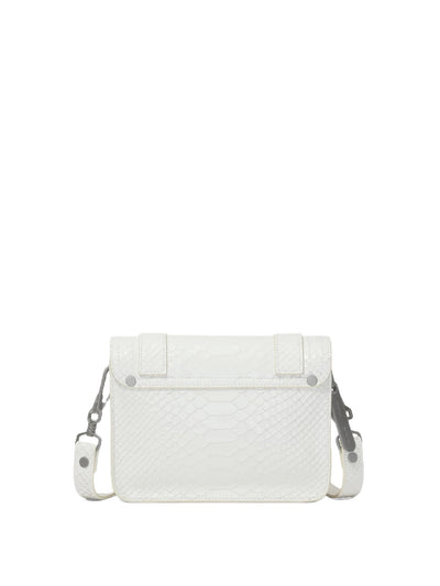Carved Python PS1 Mini Crossbody Bag in Optic White