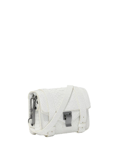 Carved Python PS1 Mini Crossbody Bag in Optic White