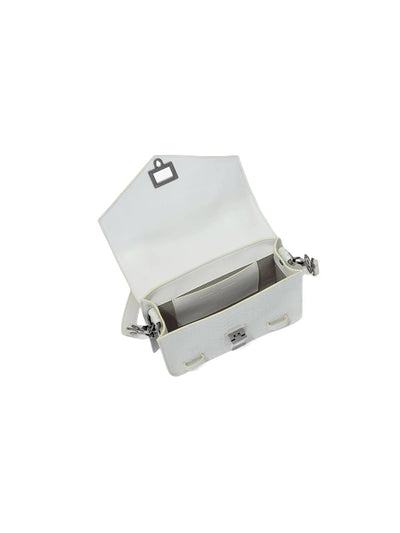 Carved Python PS1 Mini Crossbody Bag in Optic White