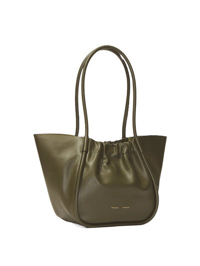 Large Ruched Tote in Olive