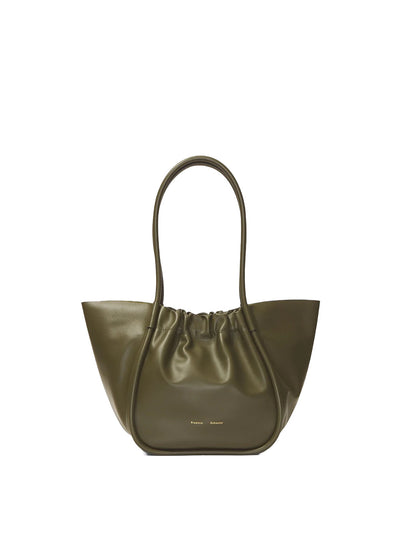 Large Ruched Tote in Olive