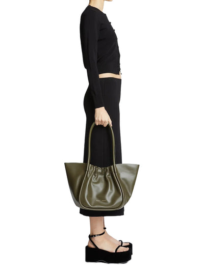 Large Ruched Tote in Olive