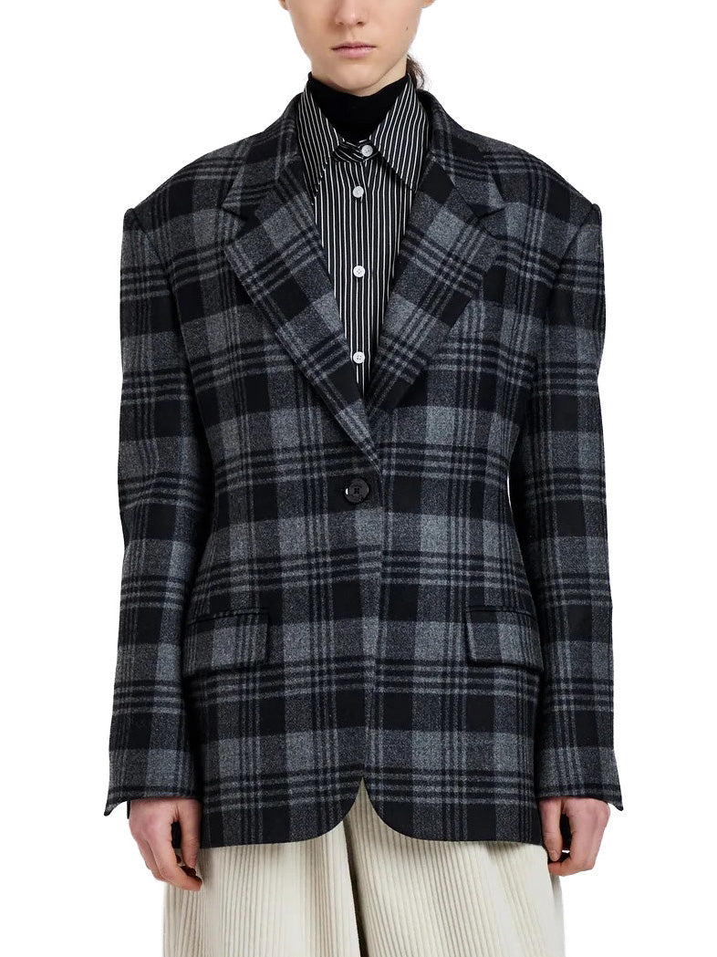 Daria Jacket In Plaid Wool Suiting