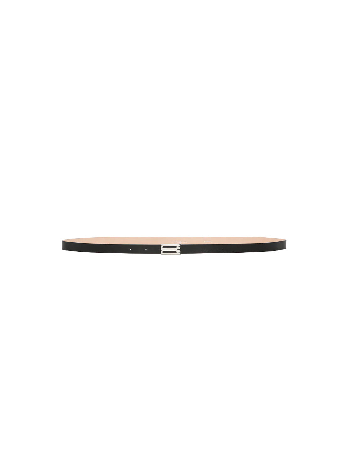 Silver Buckle Micro Dorian Belt In Black Grained Leather