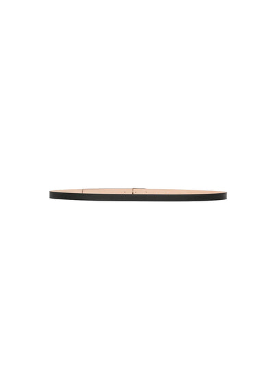 Silver Buckle Micro Dorian Belt In Black Grained Leather