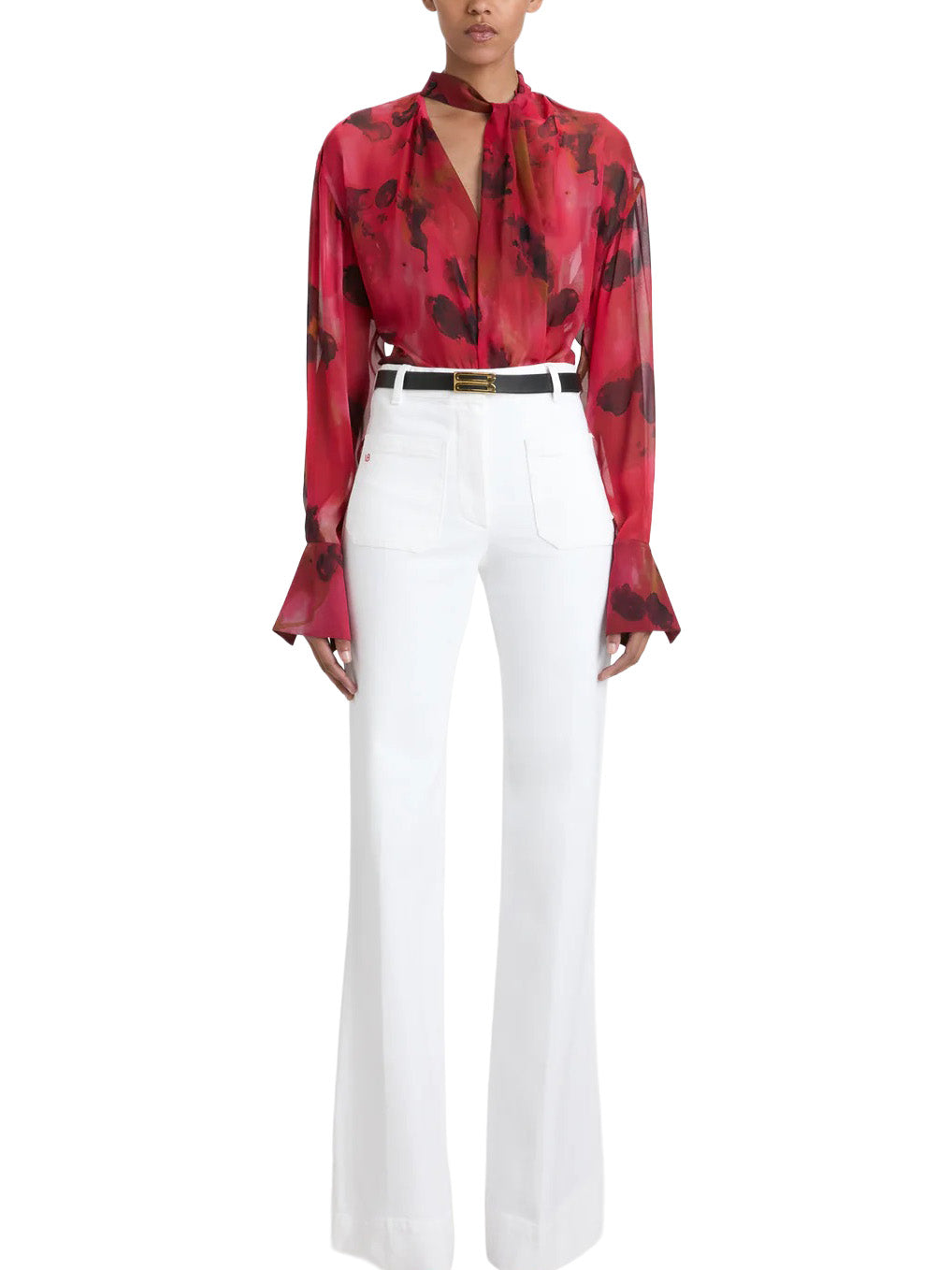 Drape Detail Blouse In Raspberry Floral Print