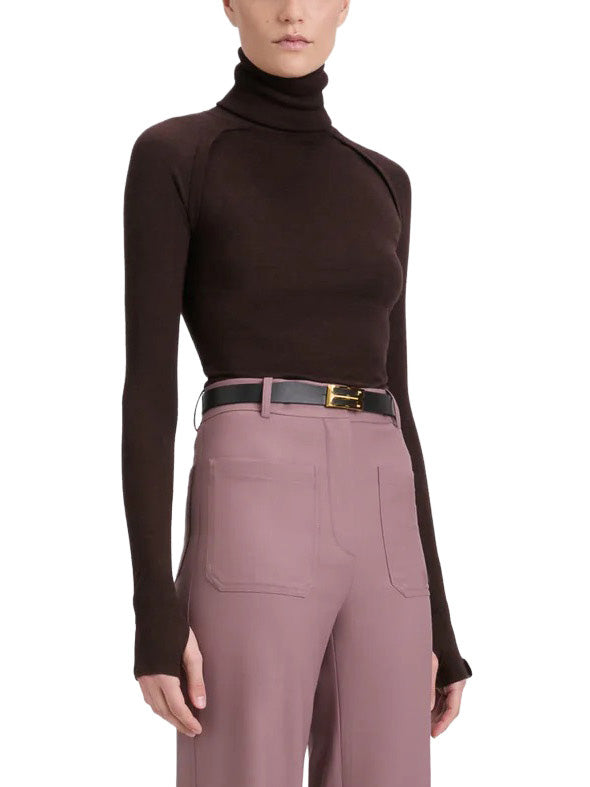 High Neck Top in Dark Chocolate