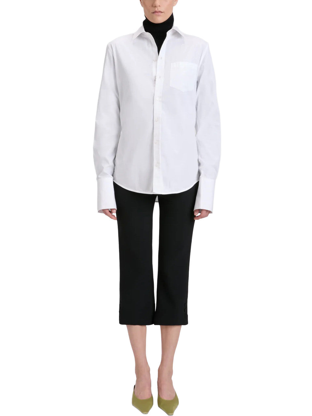 Tab Detail Cropped Trouser in Black
