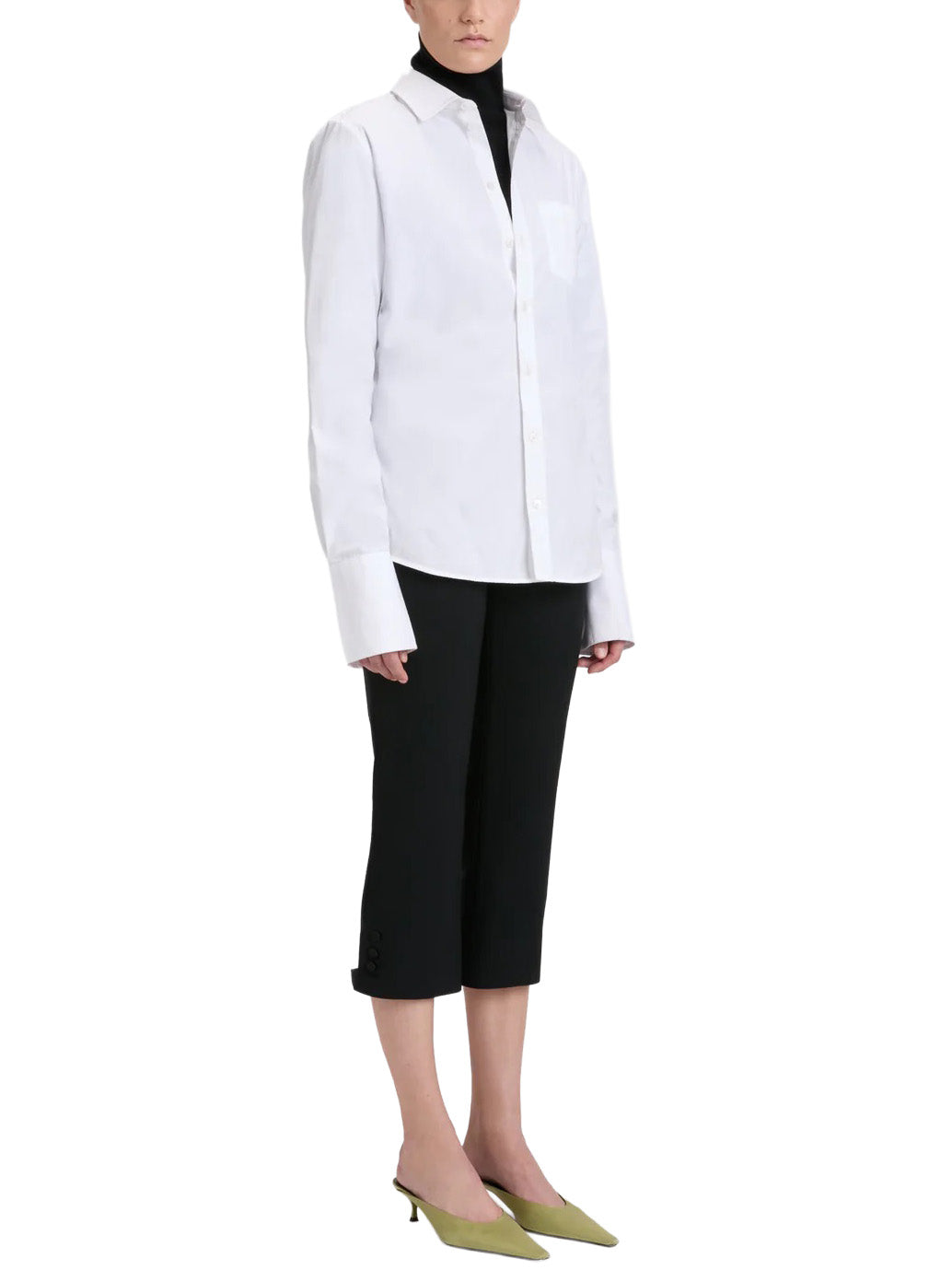 Tab Detail Cropped Trouser in Black