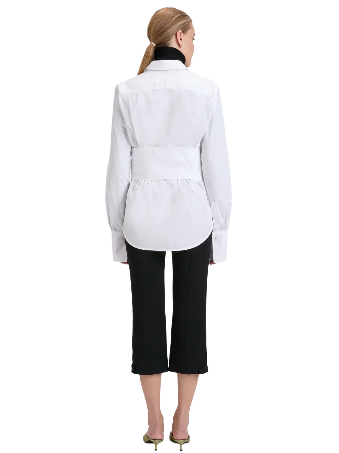 Tab Detail Cropped Trouser in Black