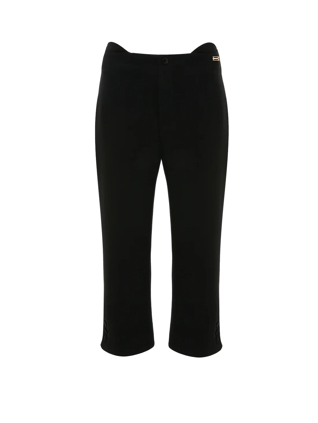 Tab Detail Cropped Trouser in Black