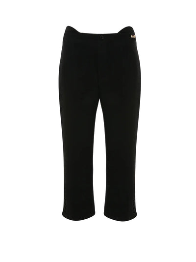 Tab Detail Cropped Trouser in Black