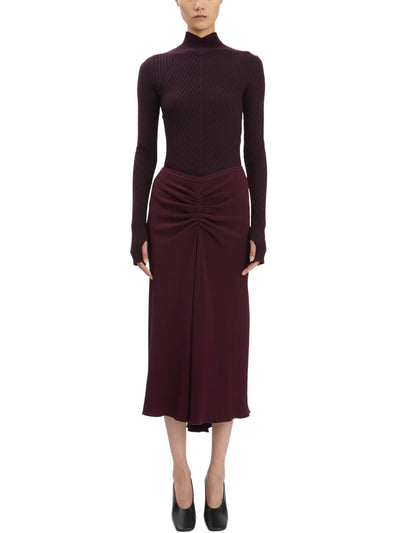 Ribbed Knit Polo in Merlot