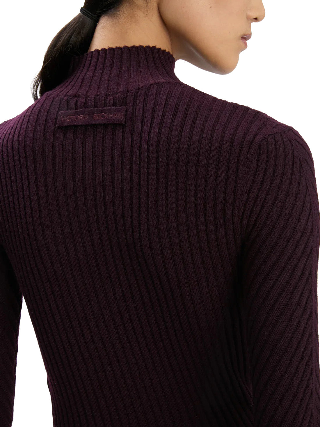 Ribbed Knit Polo in Merlot