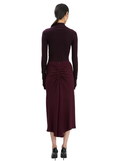 Ribbed Knit Polo in Merlot