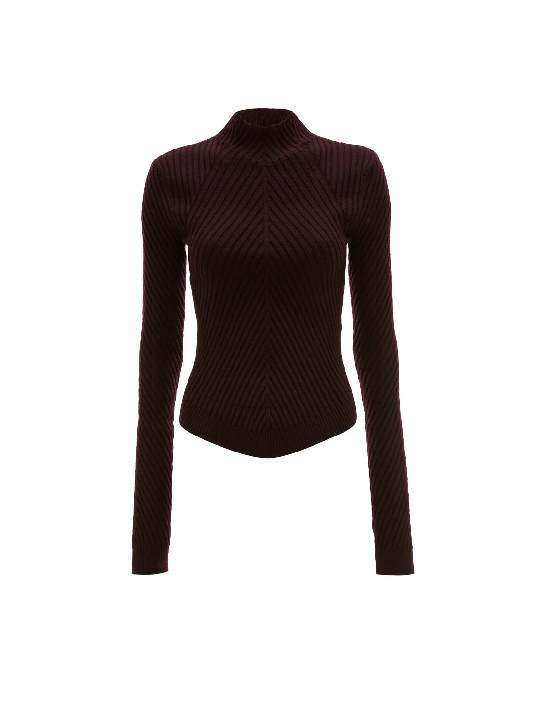 Ribbed Knit Polo in Merlot