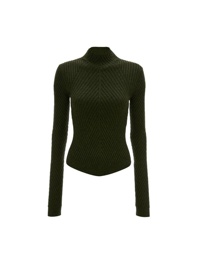 Ribbed Knit Polo in Oregano