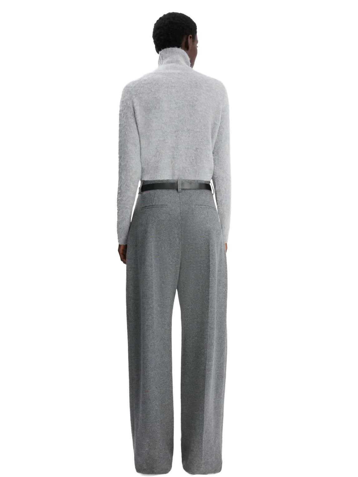Wide Leg Trouser in Grey Melange