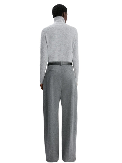Wide Leg Trouser in Grey Melange