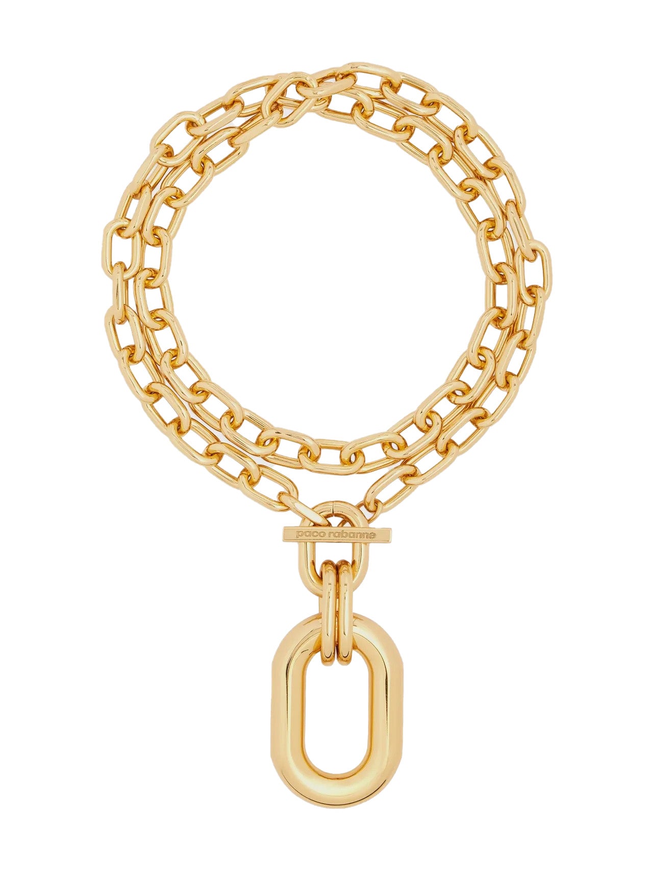 Gold Double XL Link Necklace with Pendant