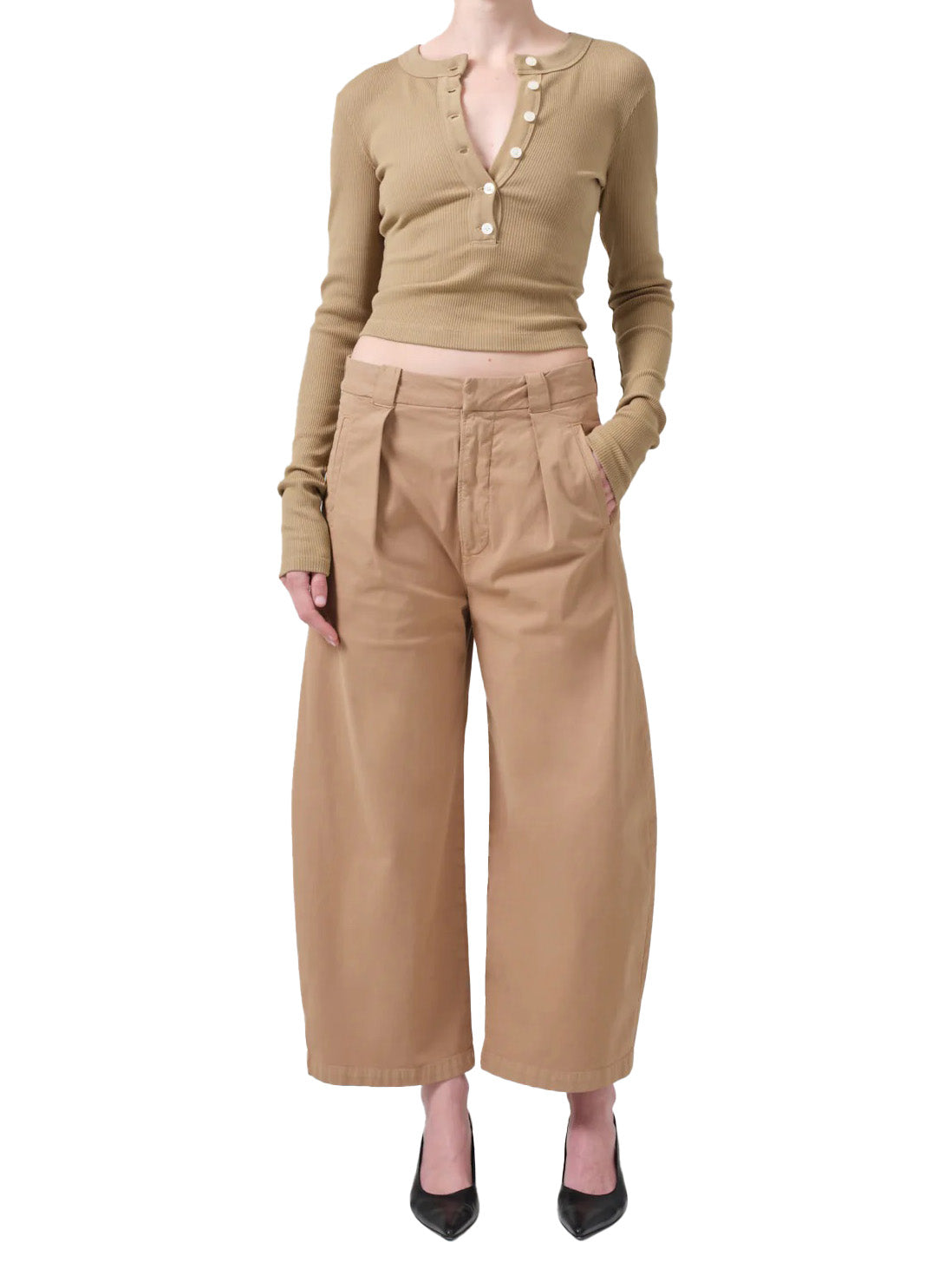 Cara Cropped Pleated Trouser In Nano