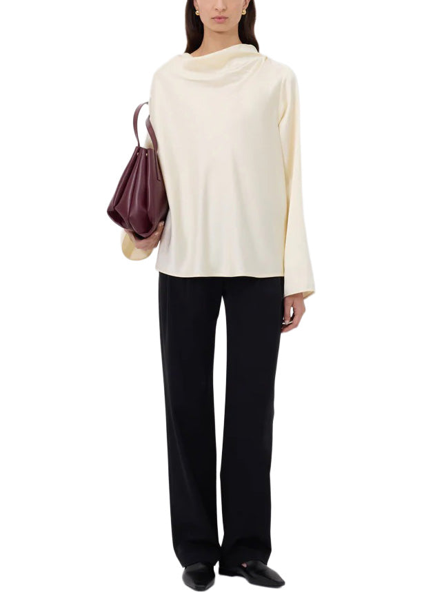 RIDDY Draped Satin Blouse
