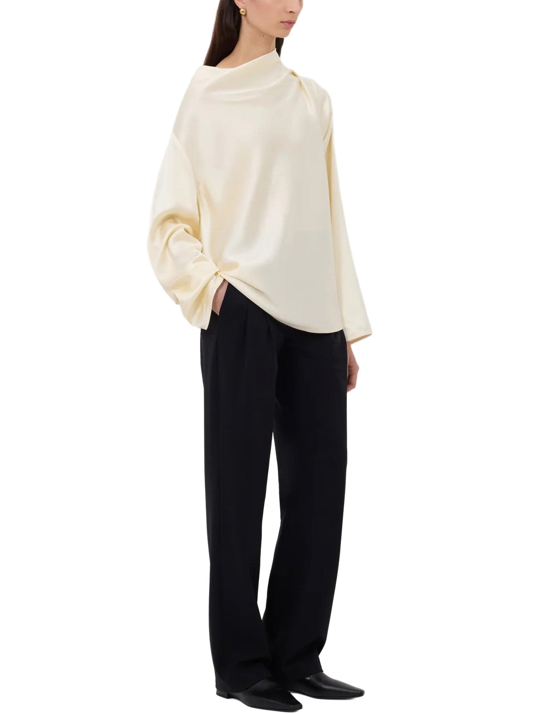RIDDY Draped Satin Blouse