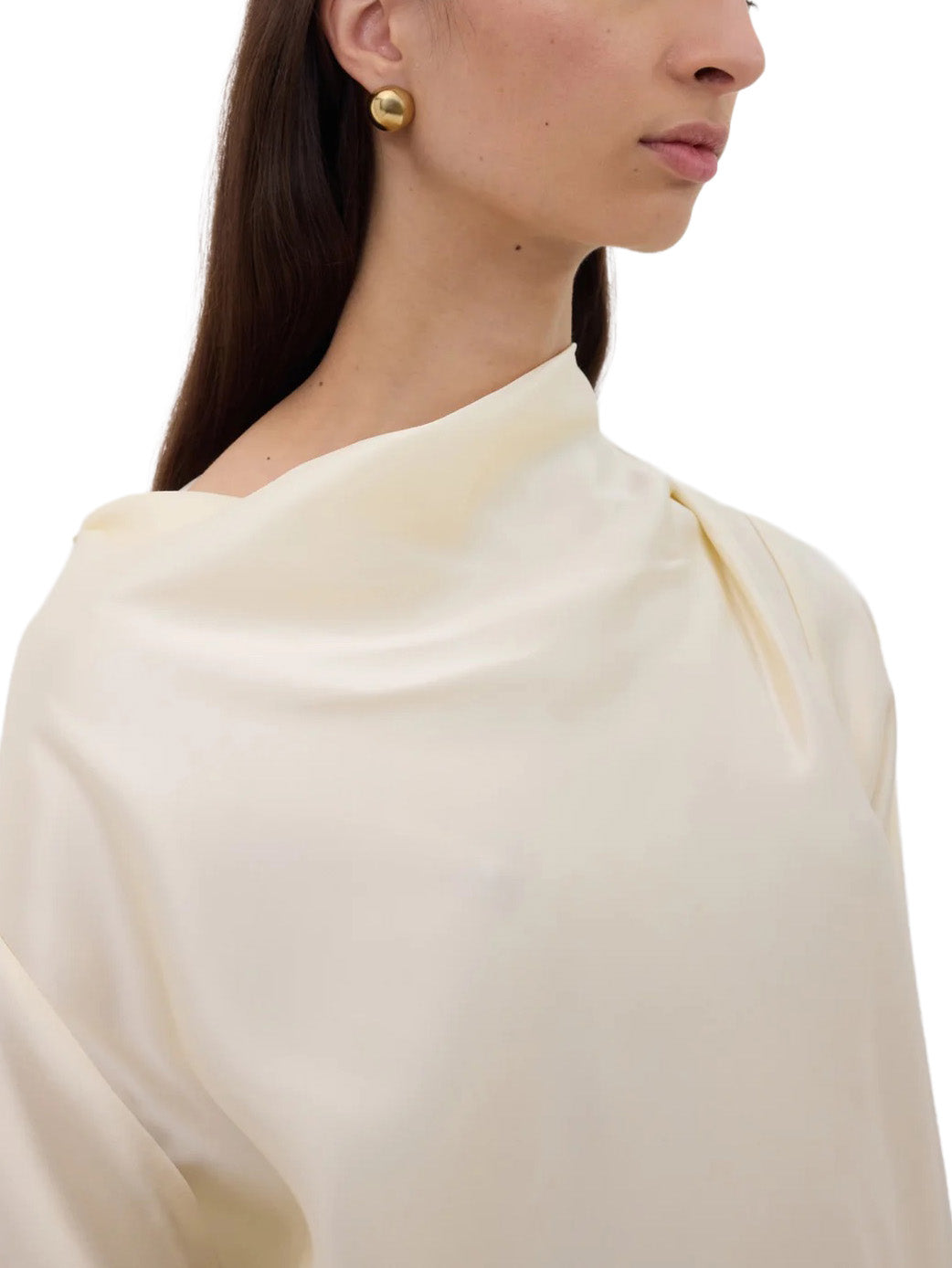 RIDDY Draped Satin Blouse
