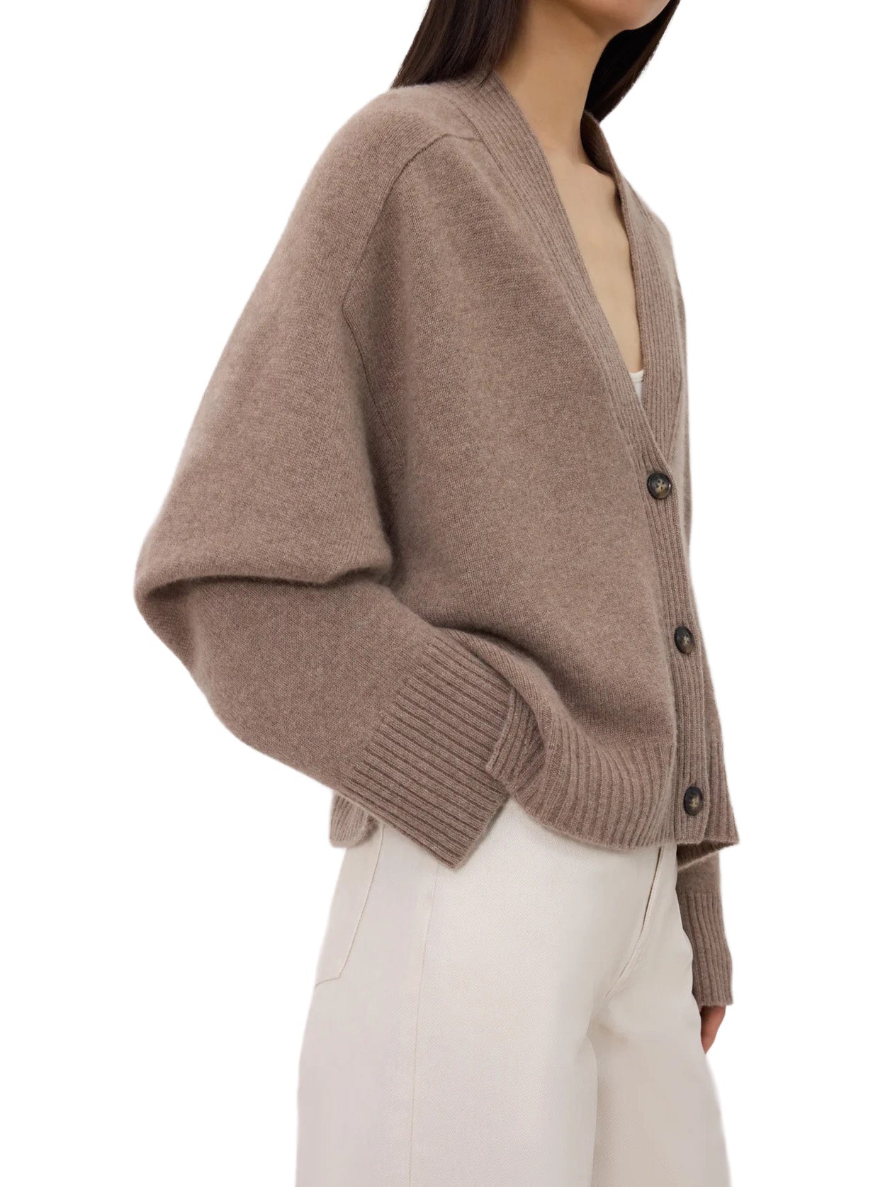KAIA LDS Ribbed Neckline Cardigan