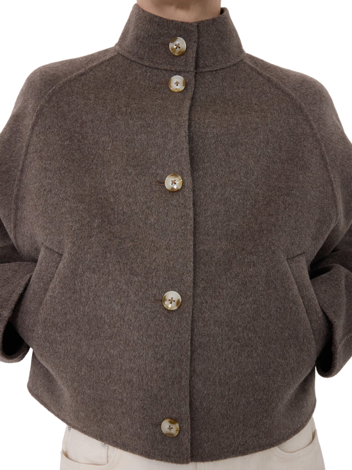 NYMA Wool Drap Jacket in Taupe Melange
