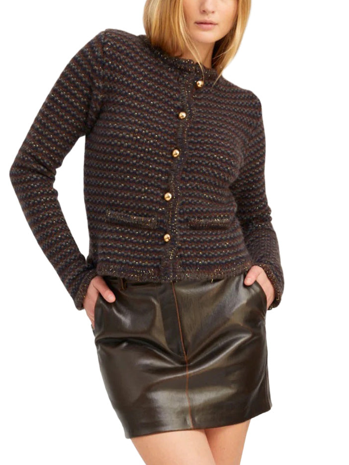 Brown Stripe Cashmere Ingrid Jacket