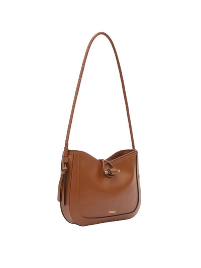 Vigo Leather Shoulder Baguette Bag in Cognac