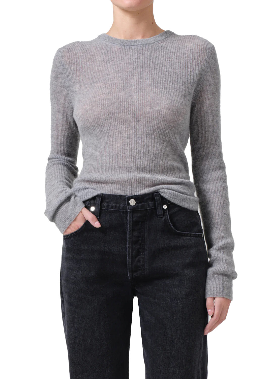 Alessia Crewneck Sweater in Dark Heather Grey