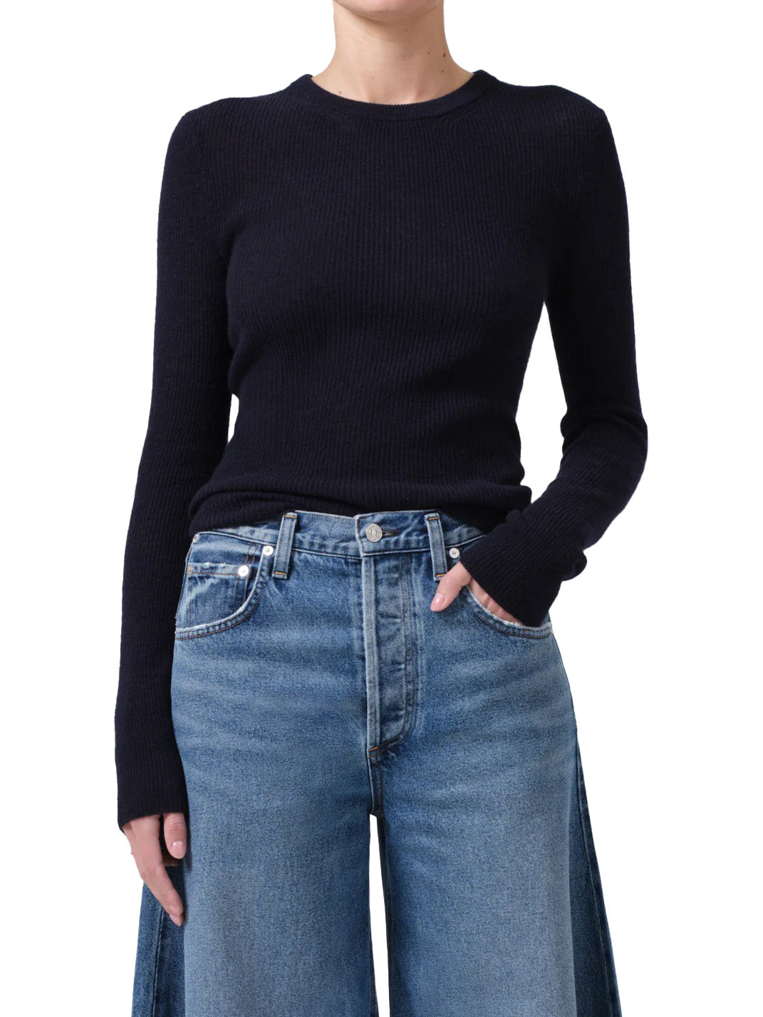 Alessia Crewneck Sweater in Navy