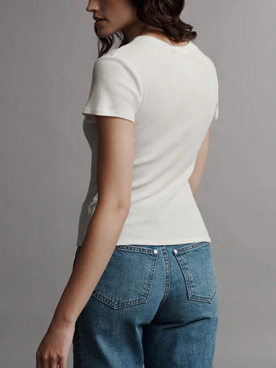 Ribbed Tee in Cotton