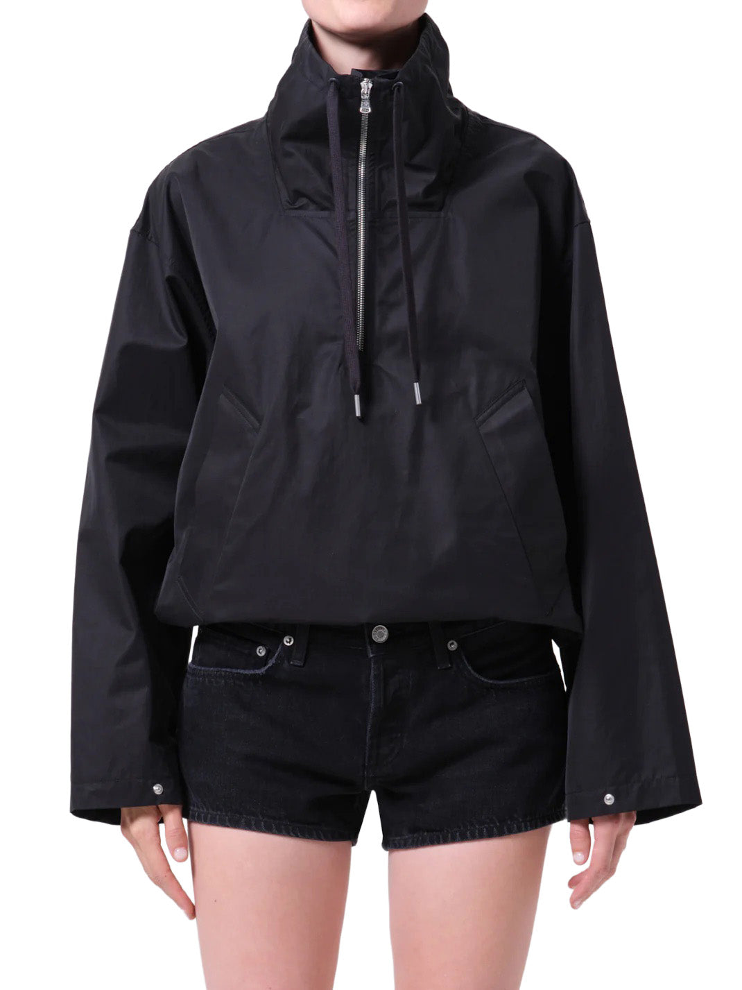 Lydia Nylon Popover Anorak In Black | AGOLDE – pamela robbins